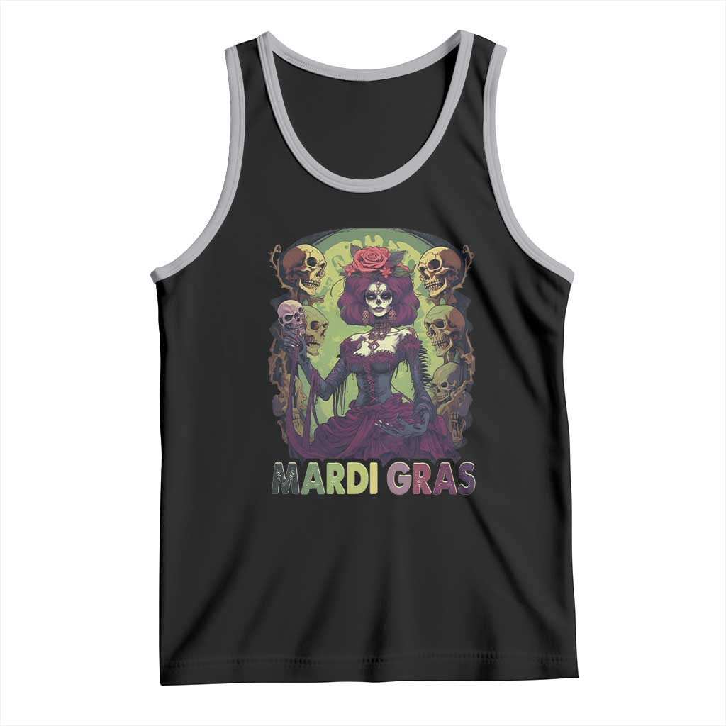 Mardi Gras Tank Top Voodoo Queen Skeleton Witch Creepy Skull TS09 Black Athletic Heather Print Your Wear