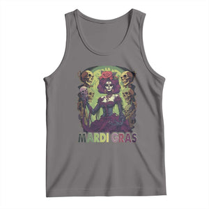 Mardi Gras Tank Top Voodoo Queen Skeleton Witch Creepy Skull TS09 Deep Heather Print Your Wear