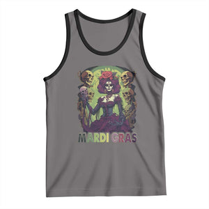 Mardi Gras Tank Top Voodoo Queen Skeleton Witch Creepy Skull TS09 Deep Heather Black Print Your Wear