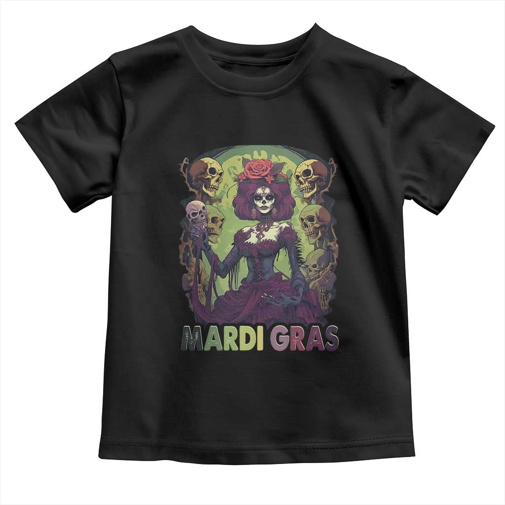 Mardi Gras Toddler T Shirt Voodoo Queen Skeleton Witch Creepy Skull TS09 Black Print Your Wear