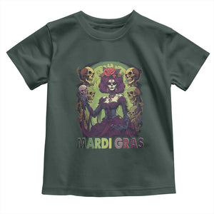 Mardi Gras Toddler T Shirt Voodoo Queen Skeleton Witch Creepy Skull TS09 Dark Forest Green Print Your Wear