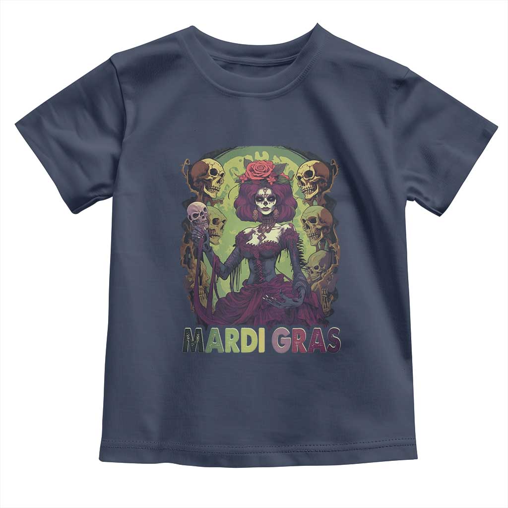 Mardi Gras Toddler T Shirt Voodoo Queen Skeleton Witch Creepy Skull TS09 Navy Print Your Wear