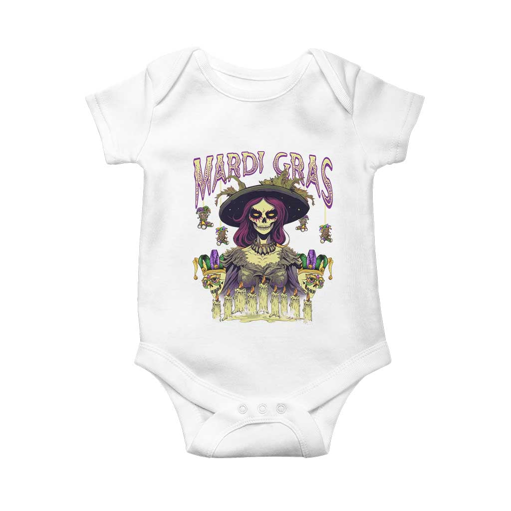 Mardi Gras Baby Onesie Voodoo Queen Creepy Doll TS09 White Print Your Wear