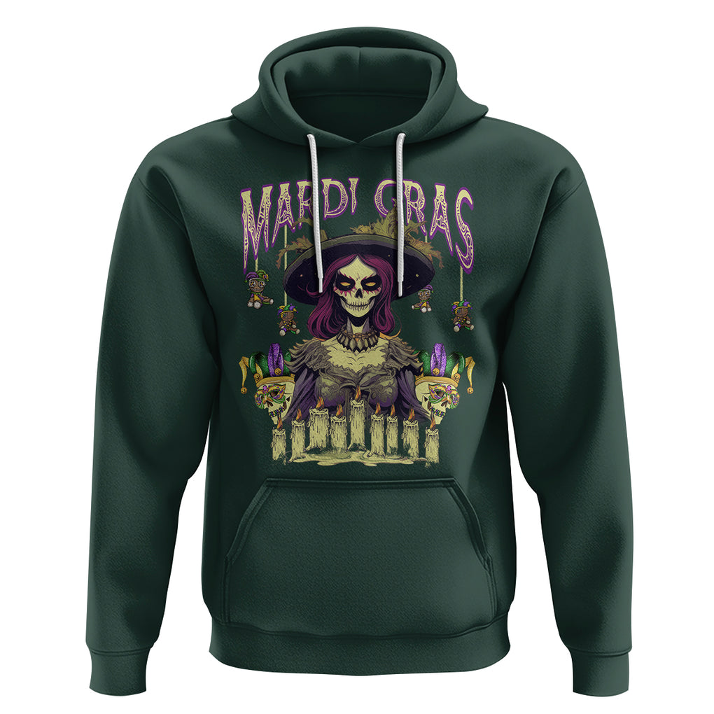 Mardi Gras Hoodie Voodoo Queen Creepy Doll TS09 Dark Forest Green Printyourwear