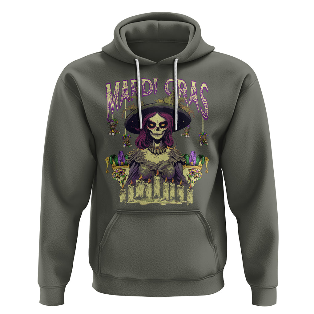 Mardi Gras Hoodie Voodoo Queen Creepy Doll TS09 Military Green Printyourwear