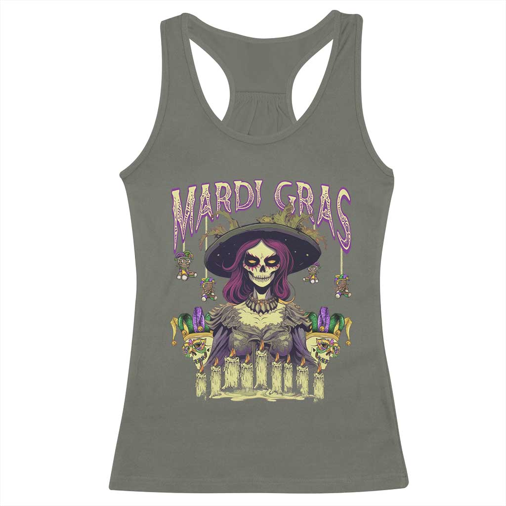 Mardi Gras Racerback Tank Top Voodoo Queen Creepy Doll TS09 Military Green Print Your Wear