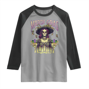 Mardi Gras Raglan Shirt Voodoo Queen Creepy Doll TS09 Sport Gray Black Print Your Wear