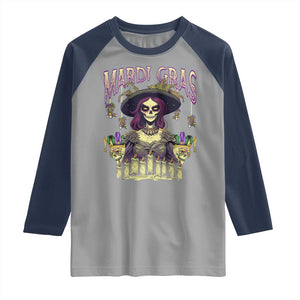 Mardi Gras Raglan Shirt Voodoo Queen Creepy Doll TS09 Sport Gray Navy Print Your Wear