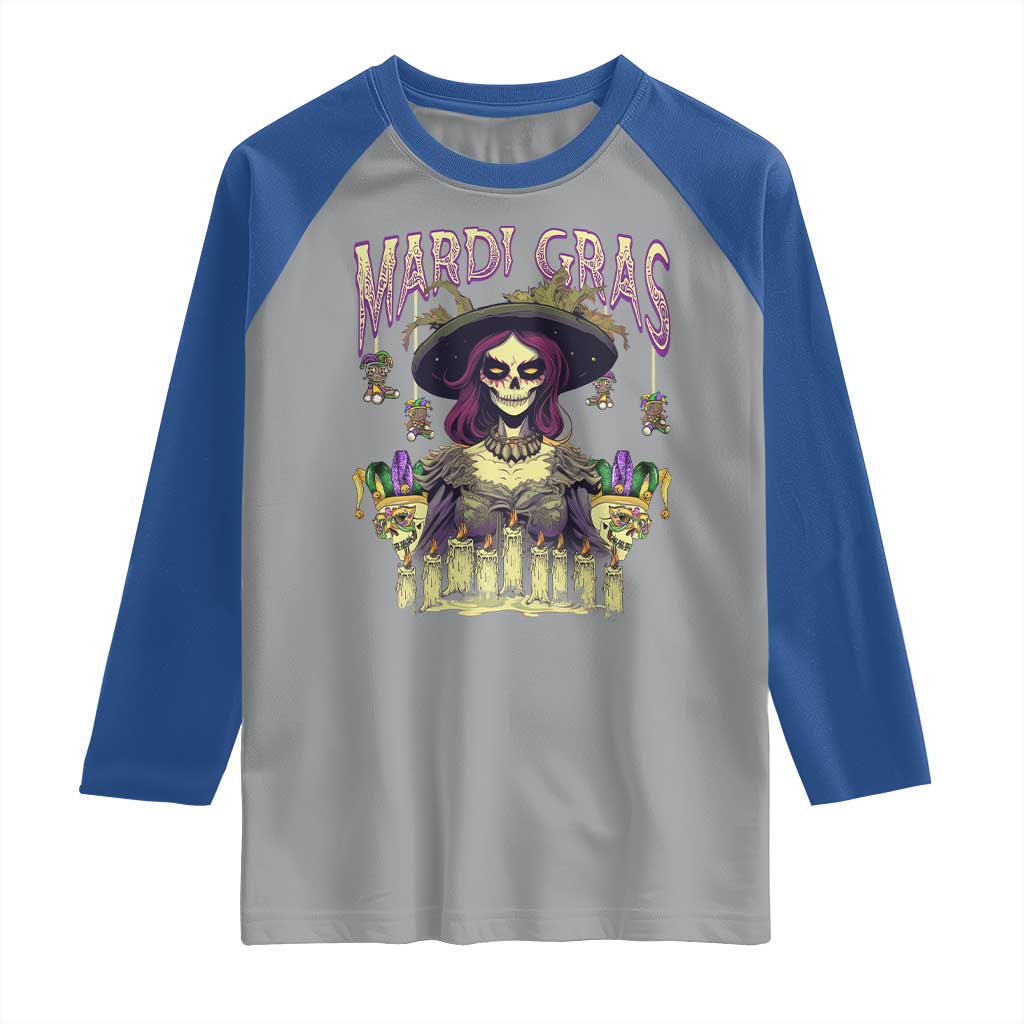 Mardi Gras Raglan Shirt Voodoo Queen Creepy Doll TS09 Sport Gray Royal Print Your Wear