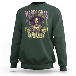 Mardi Gras Sweatshirt Voodoo Queen Creepy Doll TS09 Dark Forest Green Printyourwear
