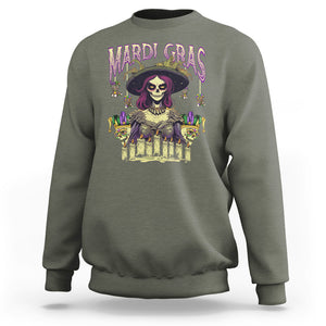 Mardi Gras Sweatshirt Voodoo Queen Creepy Doll TS09 Military Green Printyourwear