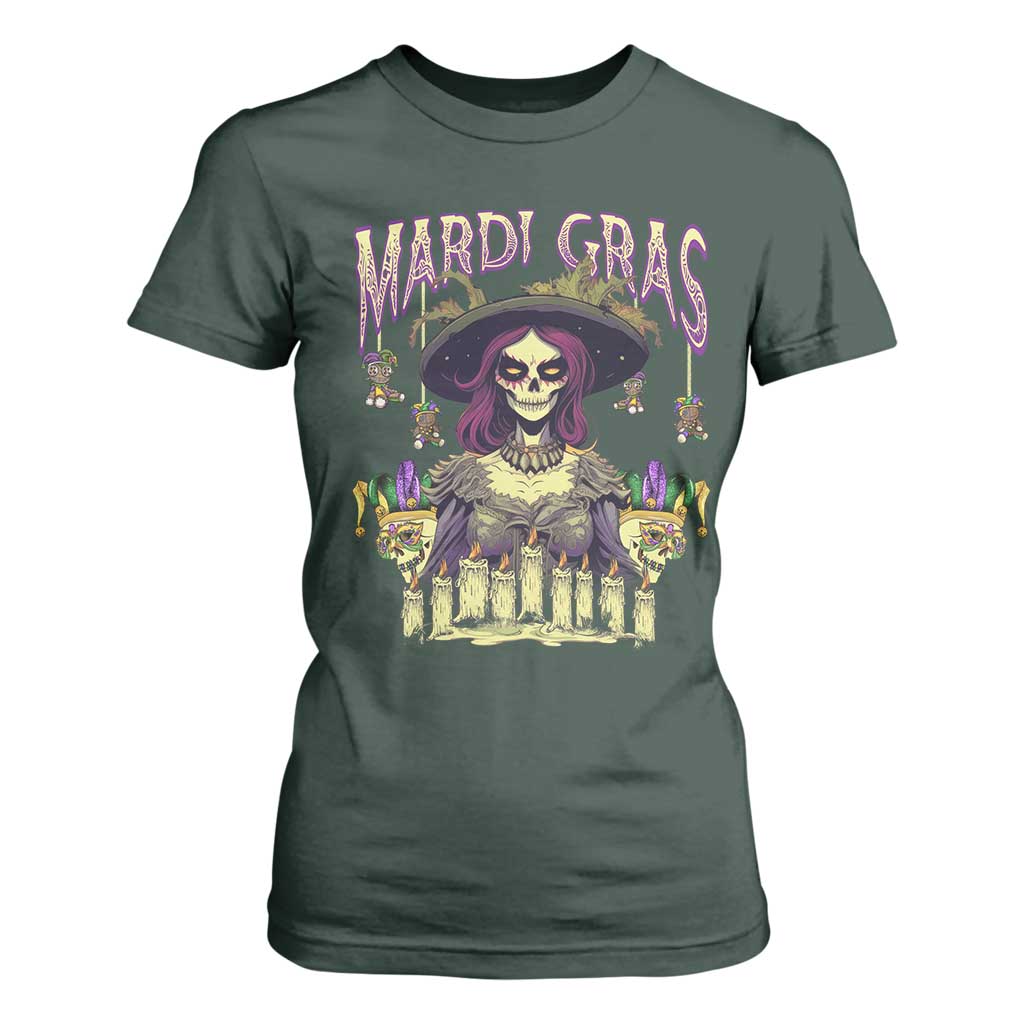 Mardi Gras T Shirt For Women Voodoo Queen Creepy Doll TS09 Dark Forest Green Print Your Wear