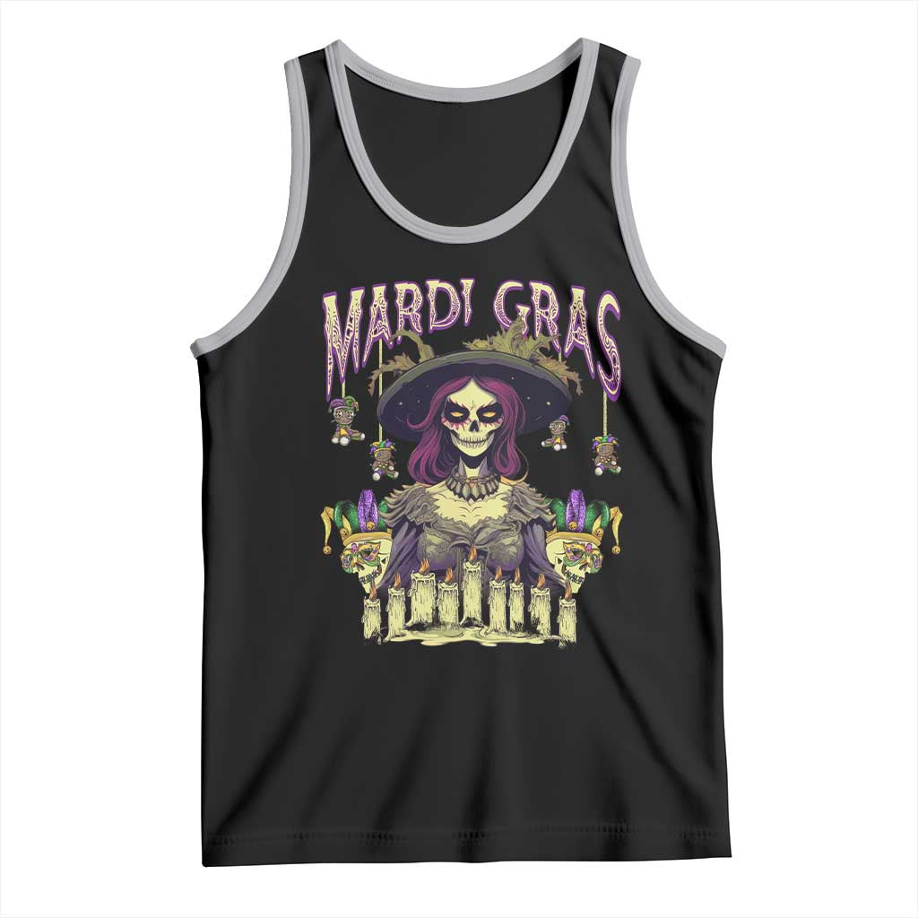 Mardi Gras Tank Top Voodoo Queen Creepy Doll TS09 Black Athletic Heather Print Your Wear