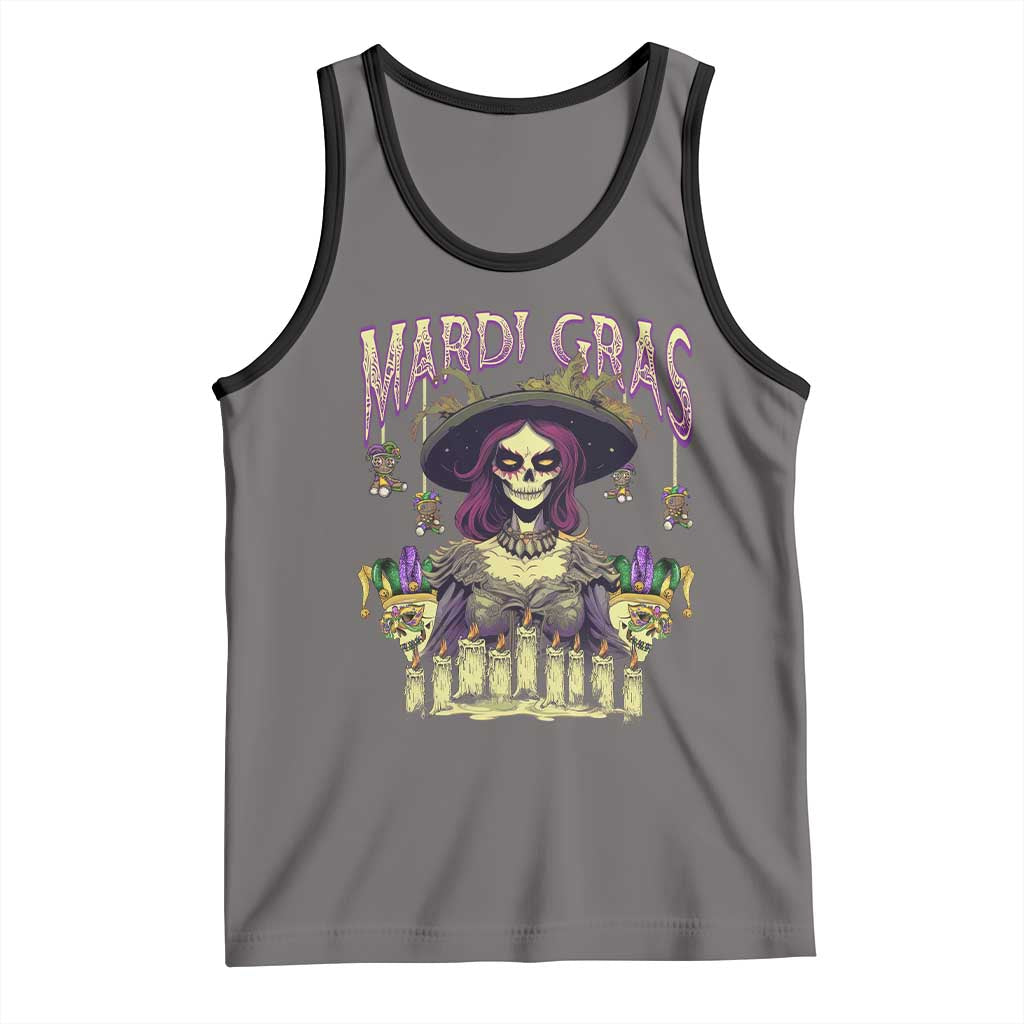 Mardi Gras Tank Top Voodoo Queen Creepy Doll TS09 Deep Heather Black Print Your Wear