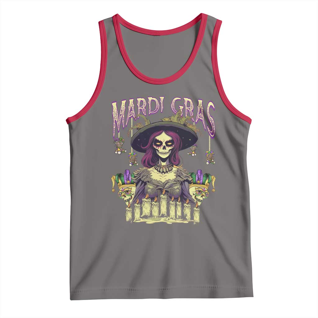 Mardi Gras Tank Top Voodoo Queen Creepy Doll TS09 Deep Heather Red Print Your Wear