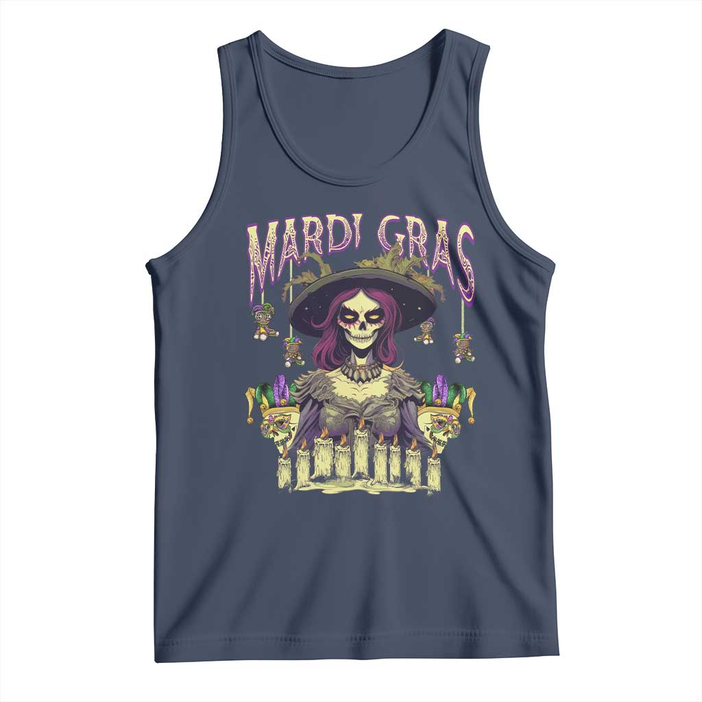 Mardi Gras Tank Top Voodoo Queen Creepy Doll TS09 Navy Print Your Wear