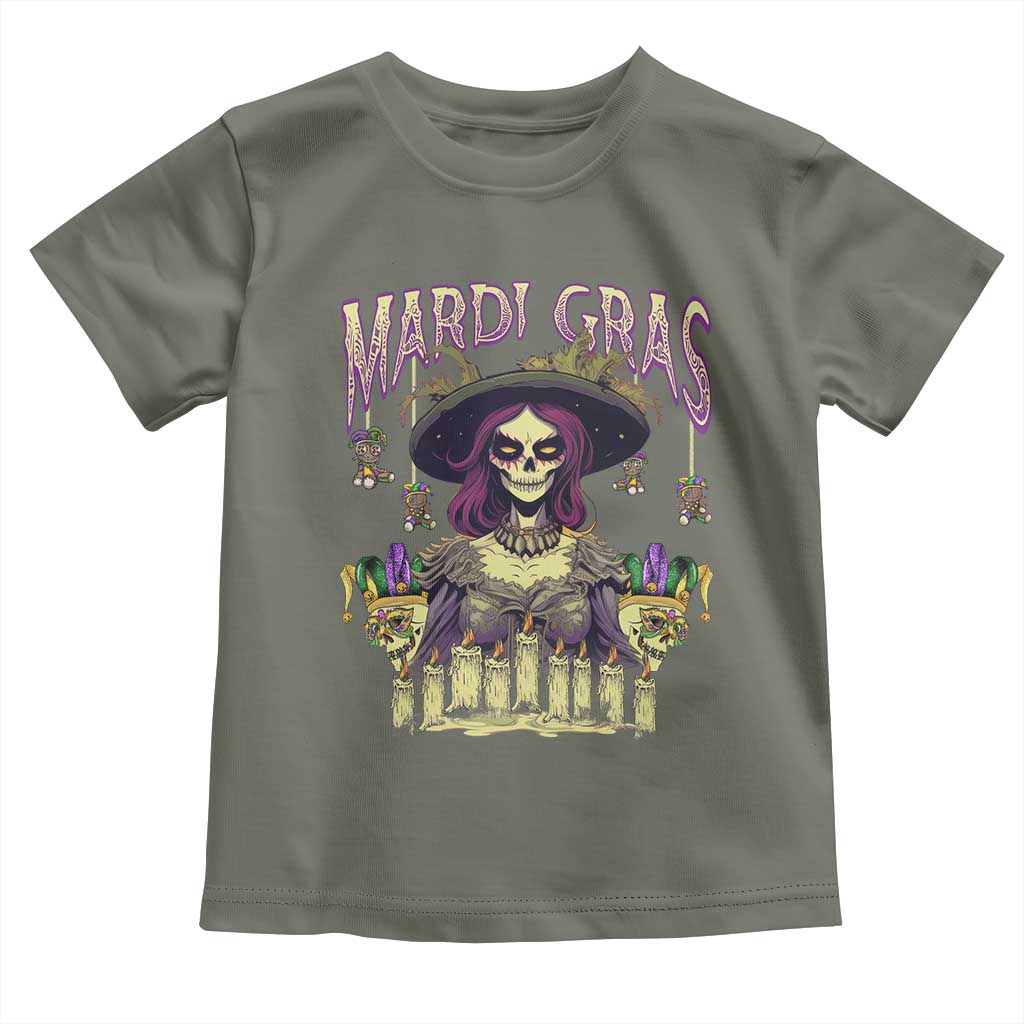 Mardi Gras Toddler T Shirt Voodoo Queen Creepy Doll TS09 Military Green Print Your Wear