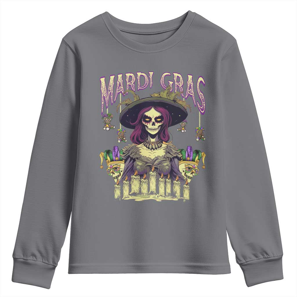 Mardi Gras Youth Sweatshirt Voodoo Queen Creepy Doll TS09 Charcoal Print Your Wear