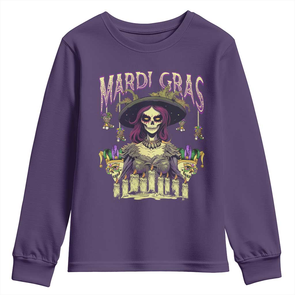 Mardi Gras Youth Sweatshirt Voodoo Queen Creepy Doll TS09 Purple Print Your Wear
