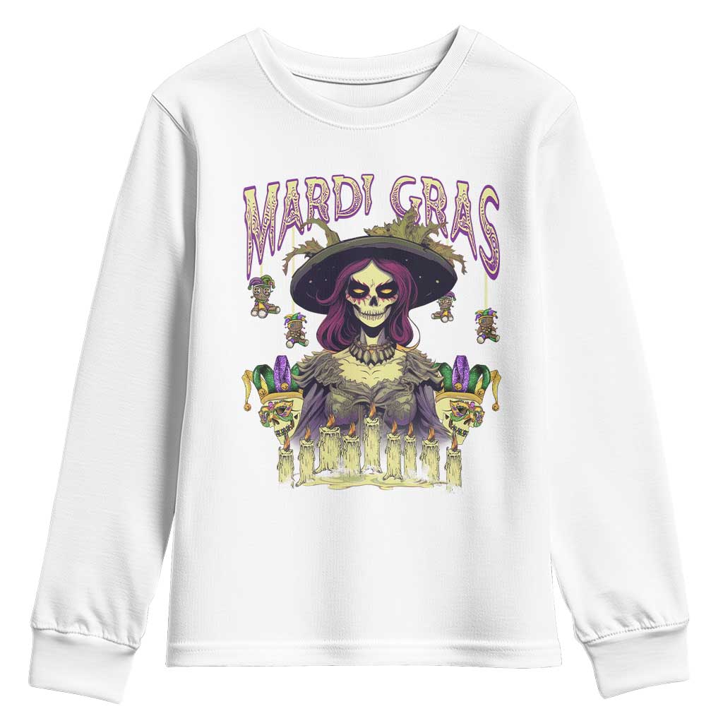 Mardi Gras Youth Sweatshirt Voodoo Queen Creepy Doll TS09 White Print Your Wear