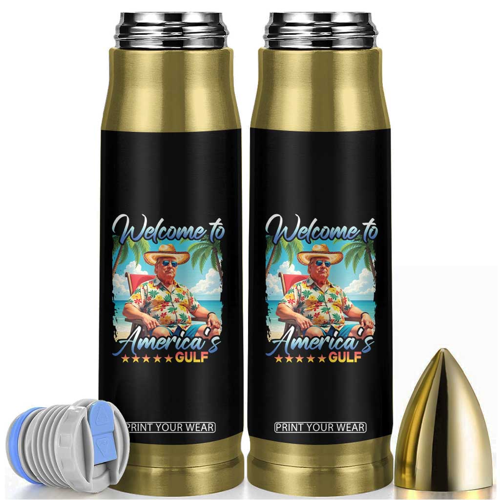 Funny Trump Welcome To America's Gulf Bullet Tumbler Beach Sarcastic Satirical TS09 Black Print Your Wear