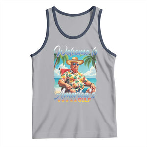 Funny Trump Tank Top Welcome To America's Gulf Beach Sarcastic Satirical TS09 Athletic Heather Navy Print Your Wear