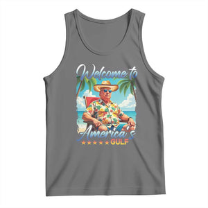Funny Trump Tank Top Welcome To America's Gulf Beach Sarcastic Satirical TS09 Black Heather Print Your Wear