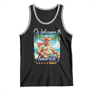 Funny Trump Tank Top Welcome To America's Gulf Beach Sarcastic Satirical TS09 Black Athletic Heather Print Your Wear