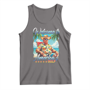 Funny Trump Tank Top Welcome To America's Gulf Beach Sarcastic Satirical TS09 Deep Heather Print Your Wear