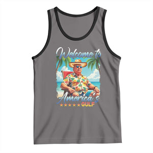 Funny Trump Tank Top Welcome To America's Gulf Beach Sarcastic Satirical TS09 Deep Heather Black Print Your Wear