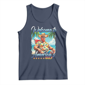 Funny Trump Tank Top Welcome To America's Gulf Beach Sarcastic Satirical TS09 Navy Print Your Wear