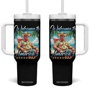 Funny Trump Welcome To America's Gulf Tumbler With Handle Beach Sarcastic Satirical TS09 One Size: 40 oz Black Print Your Wear