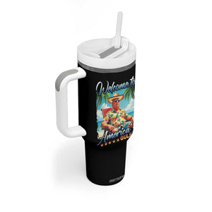 Funny Trump Welcome To America's Gulf Tumbler With Handle Beach Sarcastic Satirical TS09 Print Your Wear