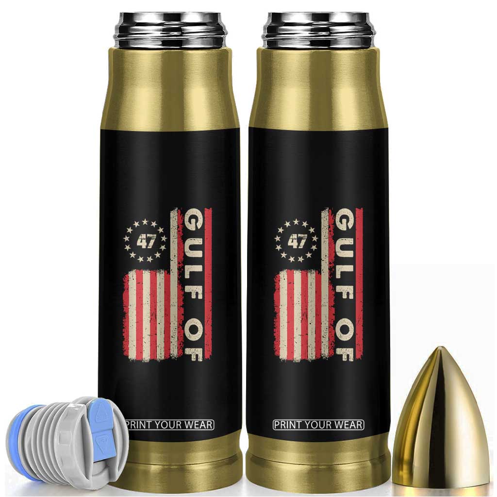 Gulf Of America Bullet Tumbler American Flag Trump 47 2025 TS09 Black Print Your Wear