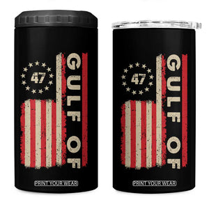 Gulf Of America 4 in 1 Can Cooler Tumbler American Flag Trump 47 2025 TS09 One Size: 16 oz Black Print Your Wear