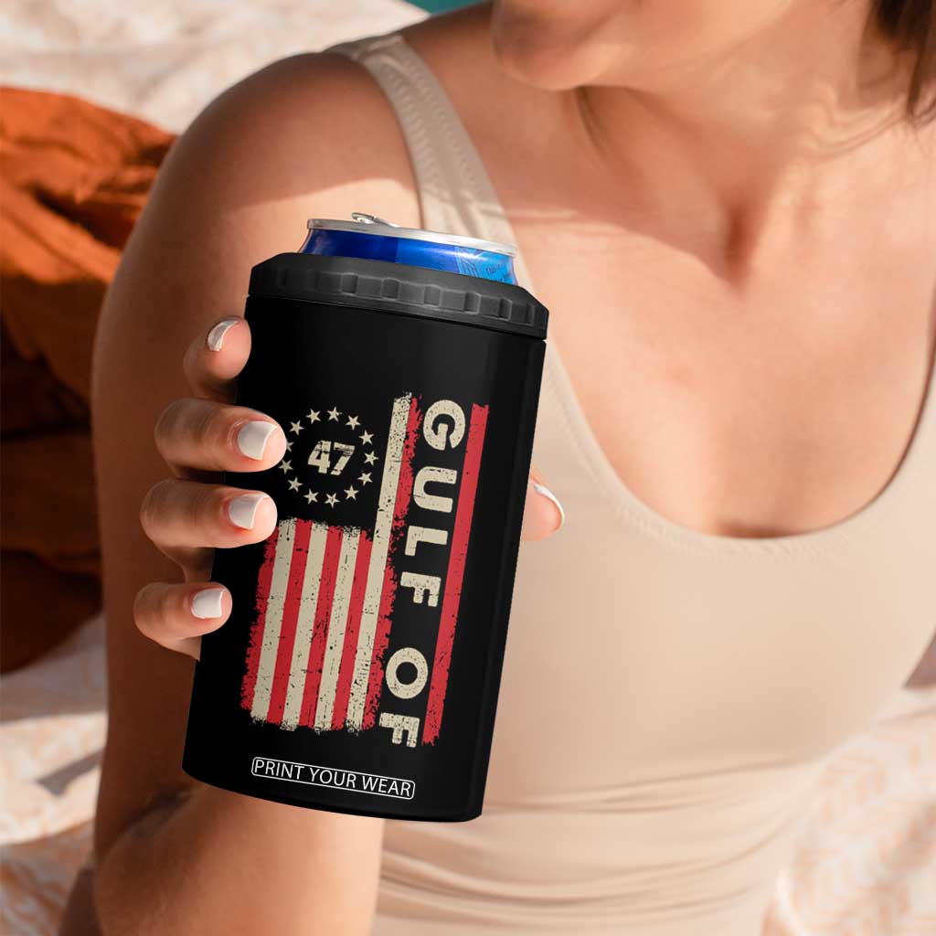 Gulf Of America 4 in 1 Can Cooler Tumbler American Flag Trump 47 2025 TS09 Print Your Wear
