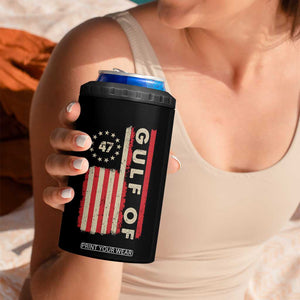 Gulf Of America 4 in 1 Can Cooler Tumbler American Flag Trump 47 2025 TS09 Print Your Wear