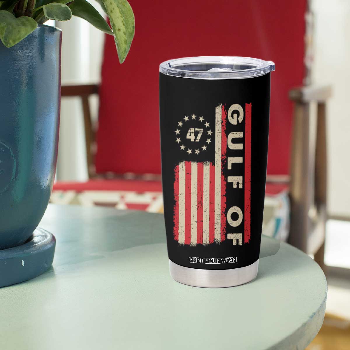 Gulf Of America Tumbler Cup American Flag Trump 47 2025 TS09 Print Your Wear