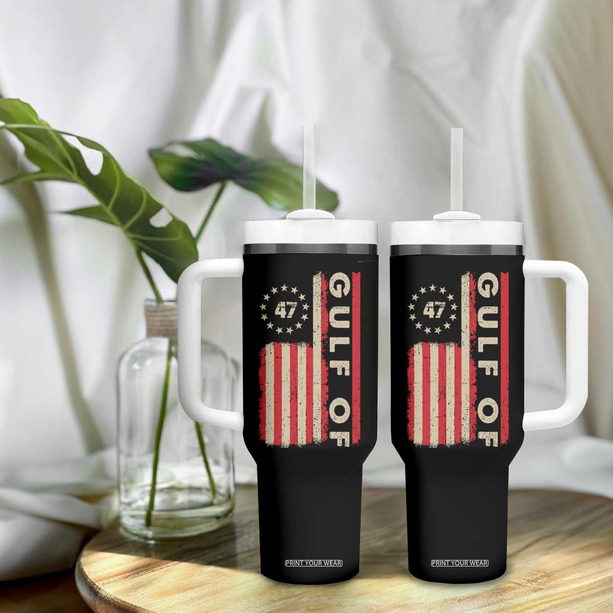 Gulf Of America Tumbler With Handle American Flag Trump 47 2025 TS09 Print Your Wear