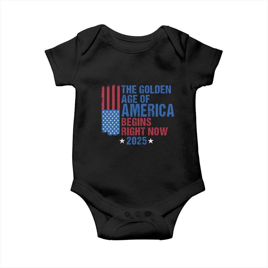 Trump 2025 Baby Onesie The Golden Age Of America Begins Right Now TS09 Black Print Your Wear