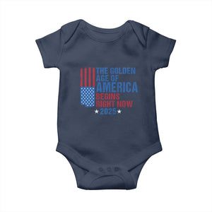 Trump 2025 Baby Onesie The Golden Age Of America Begins Right Now TS09 Navy Print Your Wear