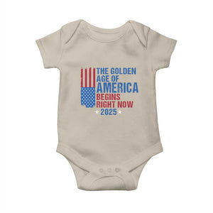Trump 2025 Baby Onesie The Golden Age Of America Begins Right Now TS09 Sand Print Your Wear