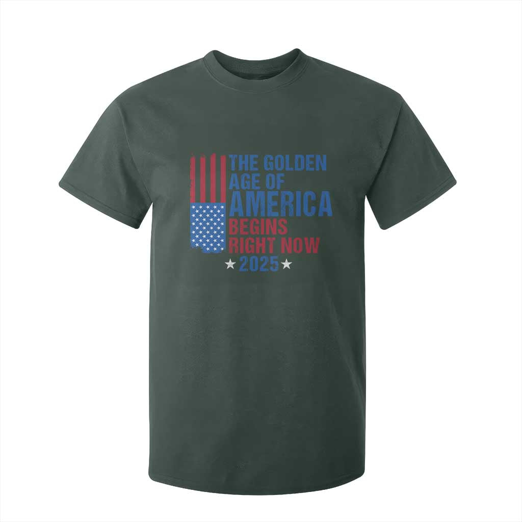 Trump 2025 T Shirt For Kid The Golden Age Of America Begins Right Now TS09 Dark Forest Green Print Your Wear