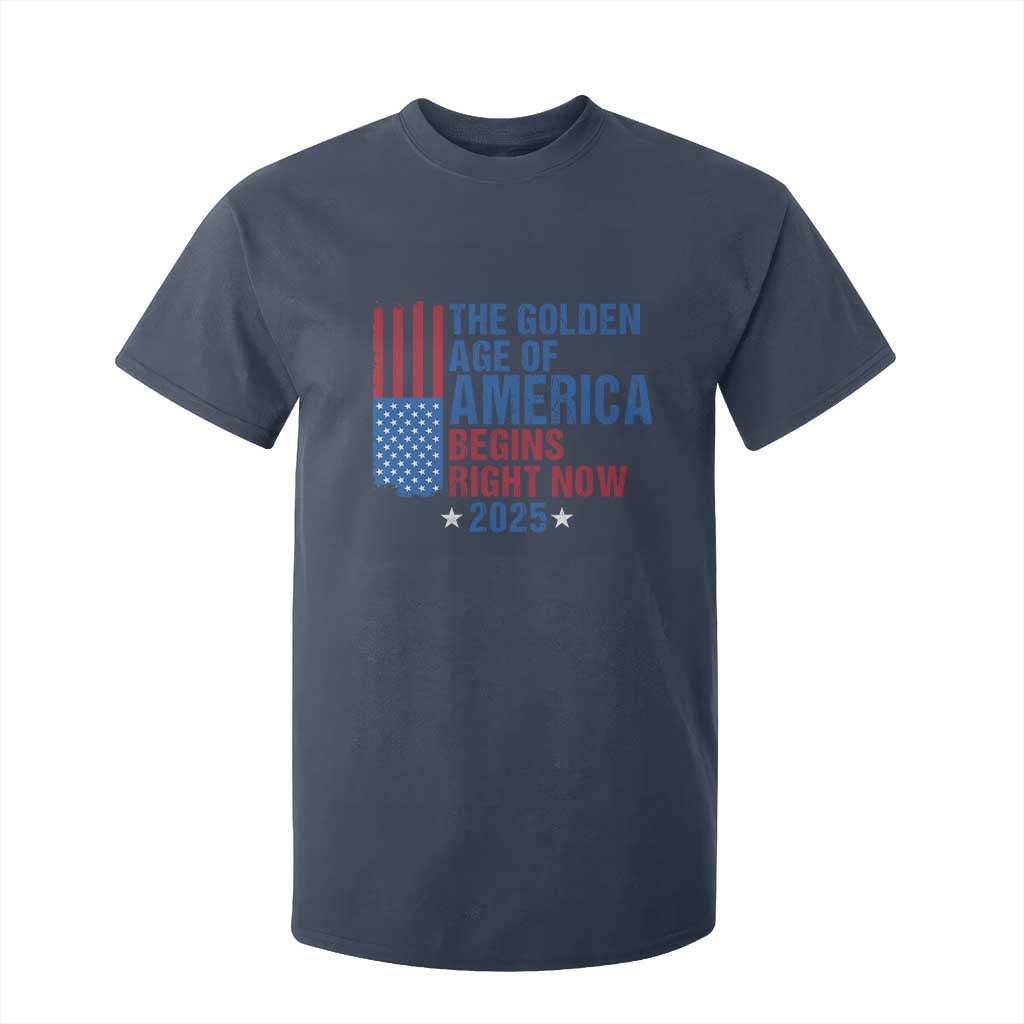Trump 2025 T Shirt For Kid The Golden Age Of America Begins Right Now TS09 Navy Print Your Wear