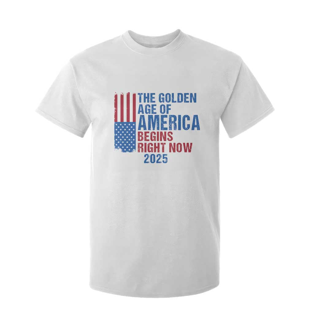 Trump 2025 T Shirt For Kid The Golden Age Of America Begins Right Now TS09 White Print Your Wear