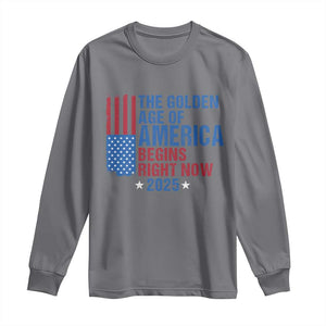 Trump 2025 Long Sleeve Shirt The Golden Age Of America Begins Right Now TS09 Charcoal Print Your Wear
