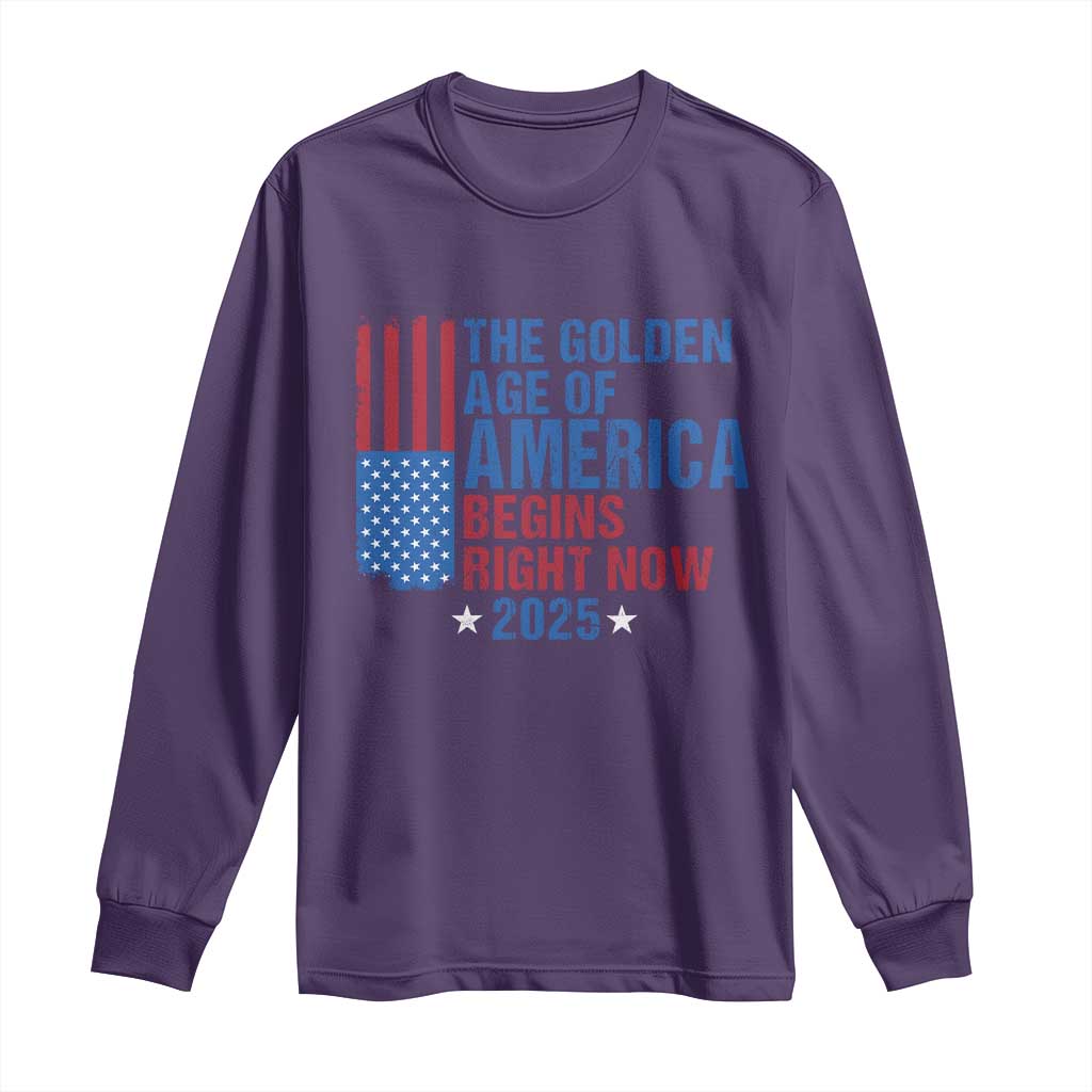 Trump 2025 Long Sleeve Shirt The Golden Age Of America Begins Right Now TS09 Purple Print Your Wear