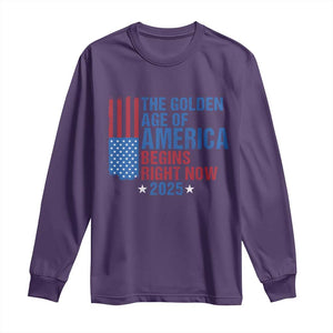 Trump 2025 Long Sleeve Shirt The Golden Age Of America Begins Right Now TS09 Purple Print Your Wear