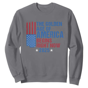 Trump 2025 Sweatshirt The Golden Age Of America Begins Right Now TS09 Charcoal Print Your Wear