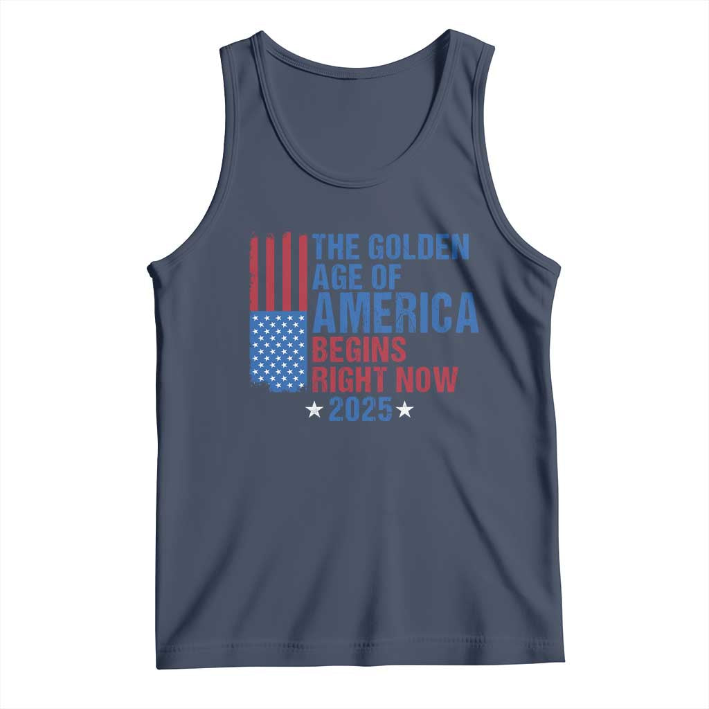Trump 2025 Tank Top The Golden Age Of America Begins Right Now TS09 Navy Print Your Wear